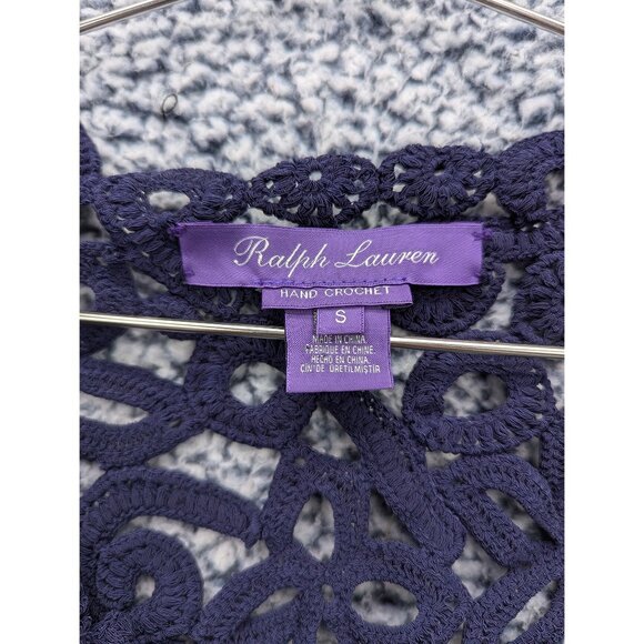 Ralph Lauren Purple Label Hand Crochet Floral Balero Size S Cardigan Formal Blue - Picture 9 of 12